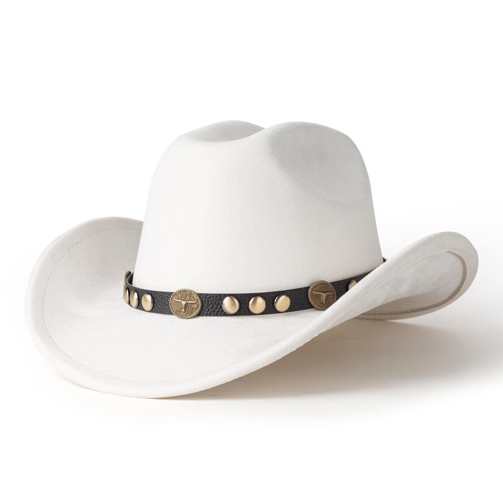 8263 Western Cowboy Hat Wide Brim Suede Cattleman Cowgril Hats-Black